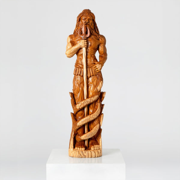 Hand Carved Teak Wood Sculpture - Poseidon – Totem Poles